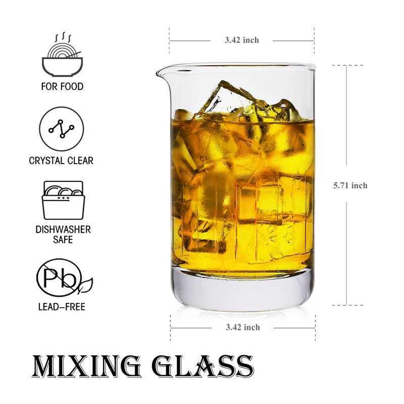 BaveL Crystal Mixing Glass,Professional Extra Large 20 OZ Crystal Cocktail Mixing Glass,Lead-Free Stir Glass,Premium Seamless Design - Great Gift Idea-Professional Quality (20 OZ) - Image 3